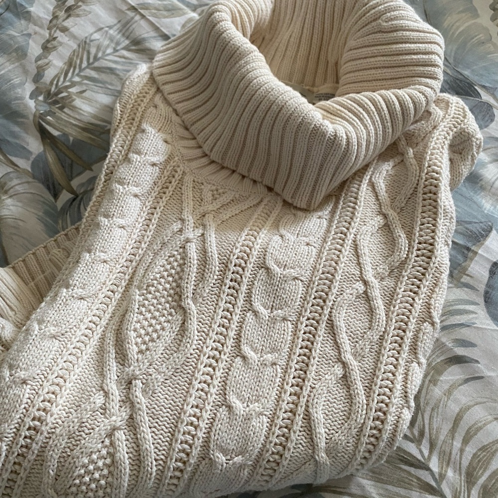 Cream Cable Knit Cowl Neck Sweater